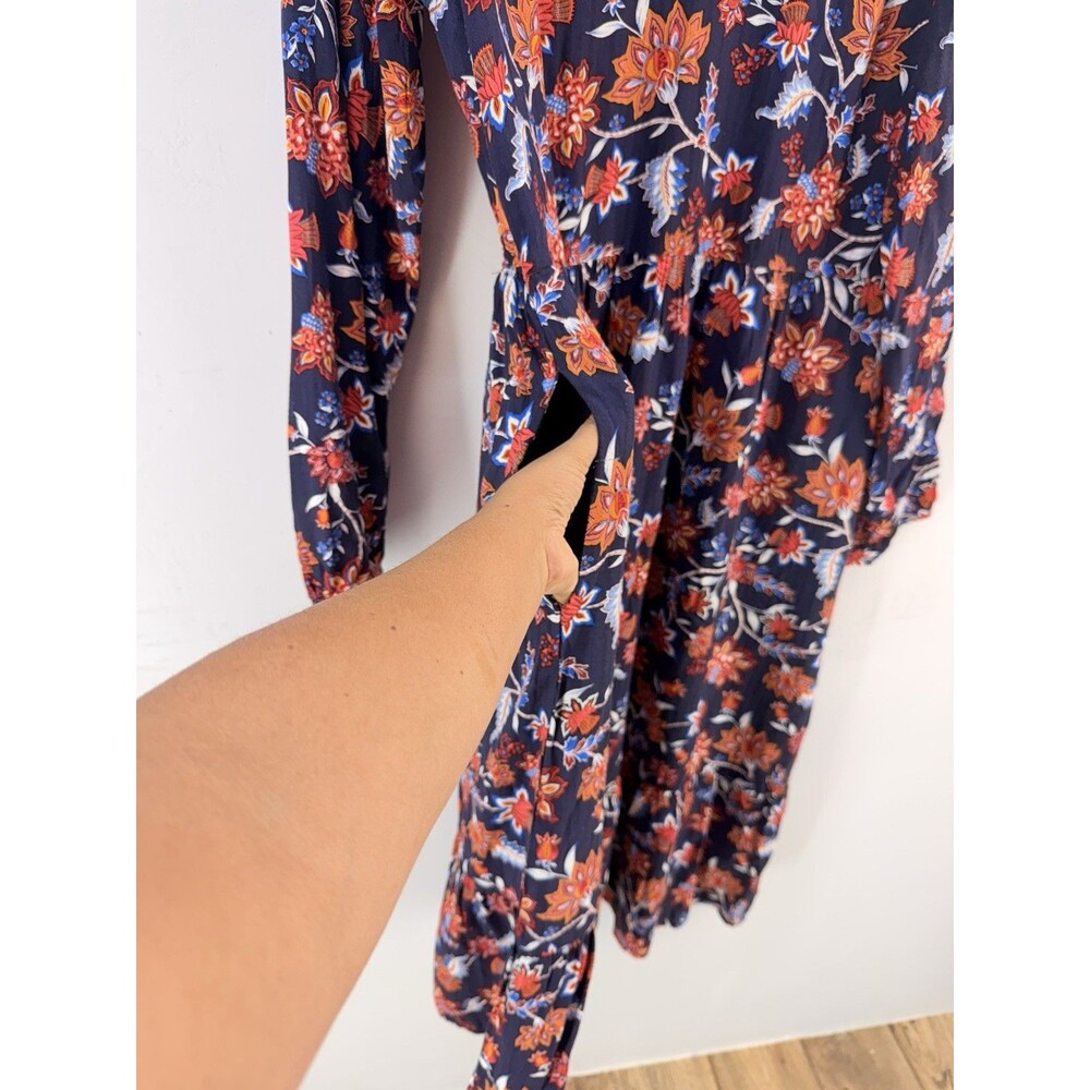 NWT Draper James Womens Midi Dress Sz XL Blue Floral Long Sleeve V Neck Wedding - Picture 6 of 12